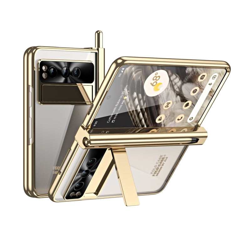 For Google Pixel Fold Integrated Electroplating Folding Phone Case with Pen Slot(Tyrant Gold) - Google Cases by PMC TechLife | Online Shopping South Africa | PMC TechLife | Buy Now Pay Later Mobicred