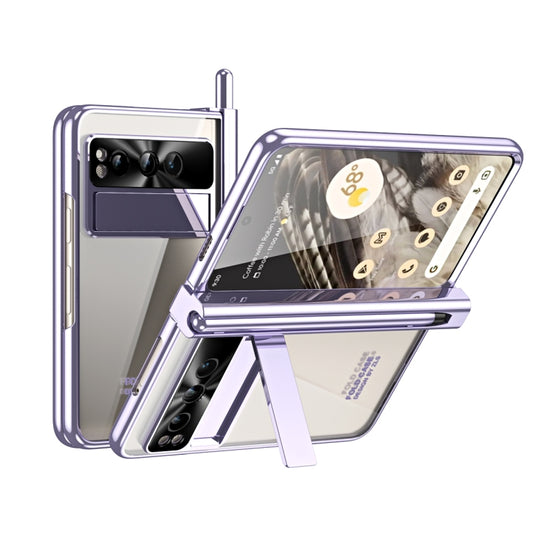 For Google Pixel Fold Integrated Electroplating Folding Phone Case with Pen Slot(Purple) - Google Cases by PMC Jewellery | Online Shopping South Africa | PMC Jewellery | Buy Now Pay Later Mobicred