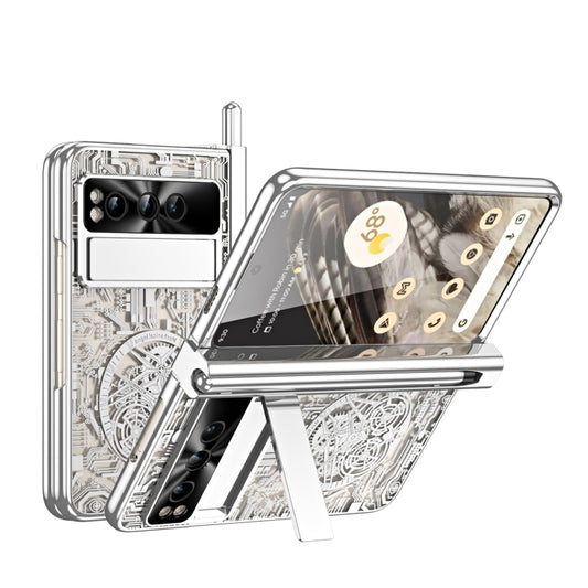 For Google Pixel Fold Mechanical Legend Integrated Electroplating All-inclusive Phone Case with Pen Slot(Silver) - Google Cases by PMC Jewellery | Online Shopping South Africa | PMC Jewellery | Buy Now Pay Later Mobicred