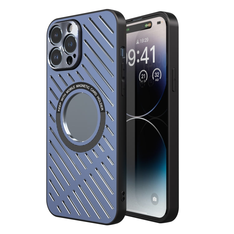 For iPhone 14 Pro R-JUST RJ57 CD Pattern MagSafe Cooling Phone Case(Blue) - iPhone 14 Pro Cases by R-JUST | Online Shopping South Africa | PMC TechLife