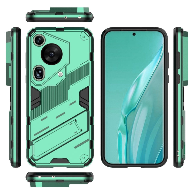 For Huawei Pura 70 Ultra Punk Armor 2 in 1 PC + TPU Phone Case with Holder(Green) - Huawei Cases by PMC Jewellery | Online Shopping South Africa | PMC Jewellery | Buy Now Pay Later Mobicred