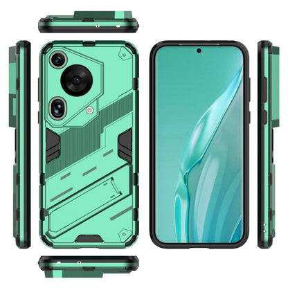 For Huawei Pura 70 Ultra Punk Armor 2 in 1 PC + TPU Phone Case with Holder(Green) - Huawei Cases by PMC Jewellery | Online Shopping South Africa | PMC Jewellery | Buy Now Pay Later Mobicred