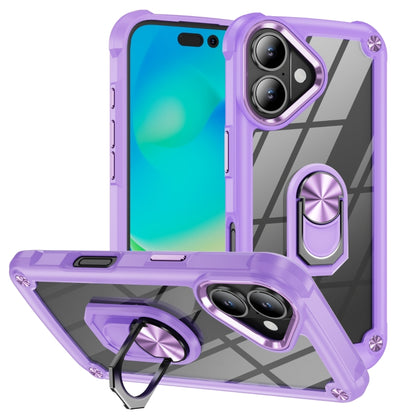 For iPhone 16 TPU + PC Lens Protection Phone Case with Ring Holder(Purple) - iPhone 16 Cases by PMC Jewellery | Online Shopping South Africa | PMC Jewellery | Buy Now Pay Later Mobicred