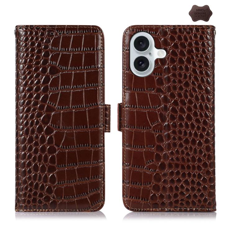 For iPhone 17 Crocodile Top Layer Cowhide Leather Phone Case(Brown) - free shipping - PMc TechLife - Order now!