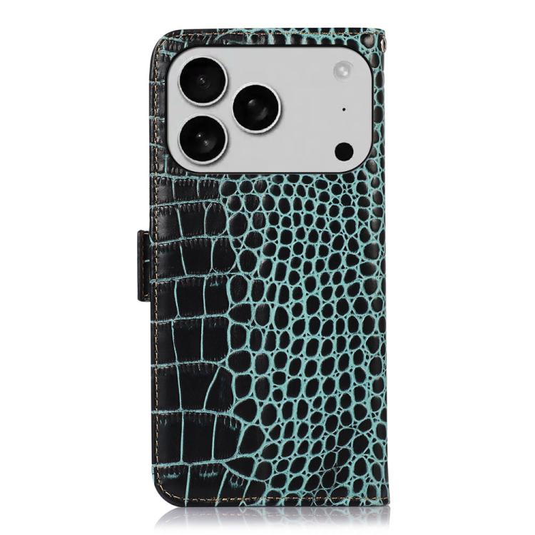 For iPhone 17 Pro Crocodile Top Layer Cowhide Leather Phone Case(Green) - free shipping - PMc TechLife - Order now!