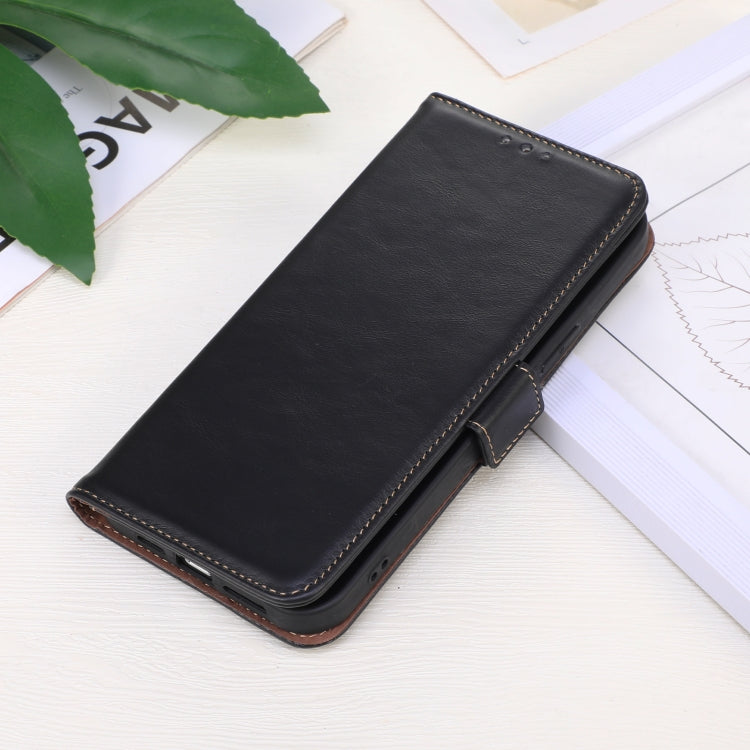 For iPhone 16 Pro Max Crazy Horse Top Layer Cowhide Leather Phone Case(Black) - iPhone 16 Pro Max Cases by PMC TechLife | Online Shopping South Africa | PMC TechLife | Buy Now Pay Later Mobicred