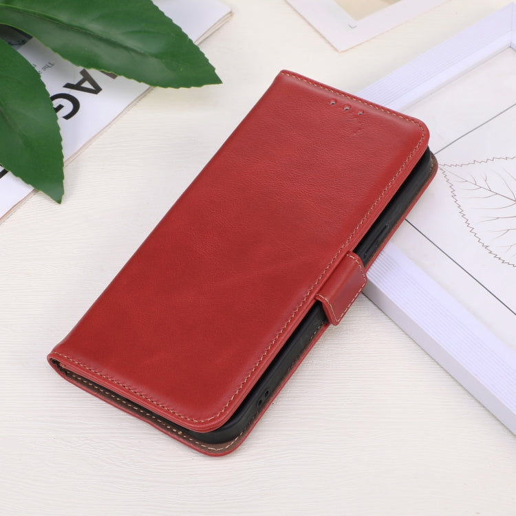 For iPhone 16 Plus Crazy Horse Top Layer Cowhide Leather Phone Case(Red) - iPhone 16 Plus Cases by PMC Jewellery | Online Shopping South Africa | PMC Jewellery | Buy Now Pay Later Mobicred