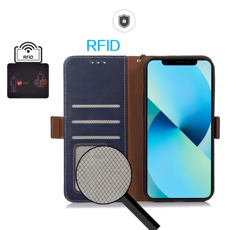 For iPhone 16 Plus Crazy Horse Top Layer Cowhide Leather Phone Case(Blue) - free shipping - PMC TechLife - Order now!