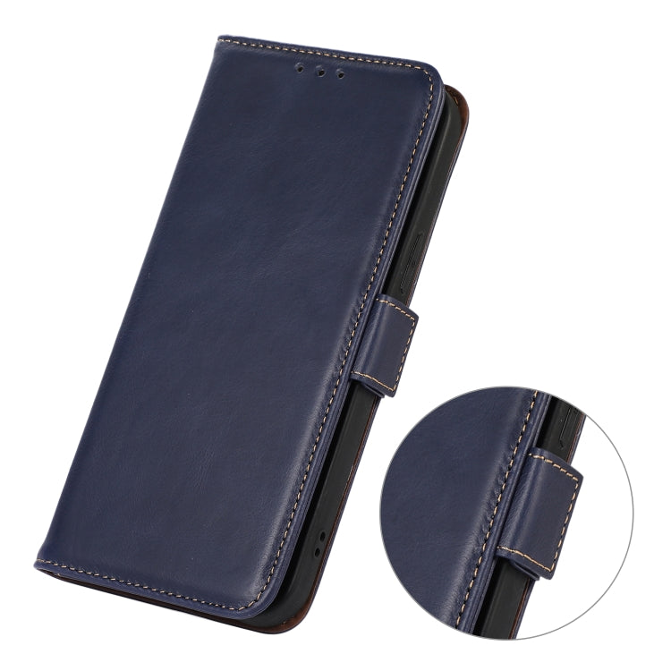 For iPhone 16 Plus Crazy Horse Top Layer Cowhide Leather Phone Case(Blue) - free shipping - PMC TechLife - Order now!