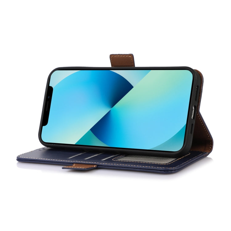 For iPhone 16 Plus Crazy Horse Top Layer Cowhide Leather Phone Case(Blue) - free shipping - PMC TechLife - Order now!