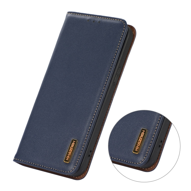 For iPhone 16 KHAZNEH Nappa Top Layer Cowhide Leather Phone Case(Blue) - iPhone 16 Cases by PMC TechLife | Online Shopping South Africa | PMC TechLife | Buy Now Pay Later Mobicred