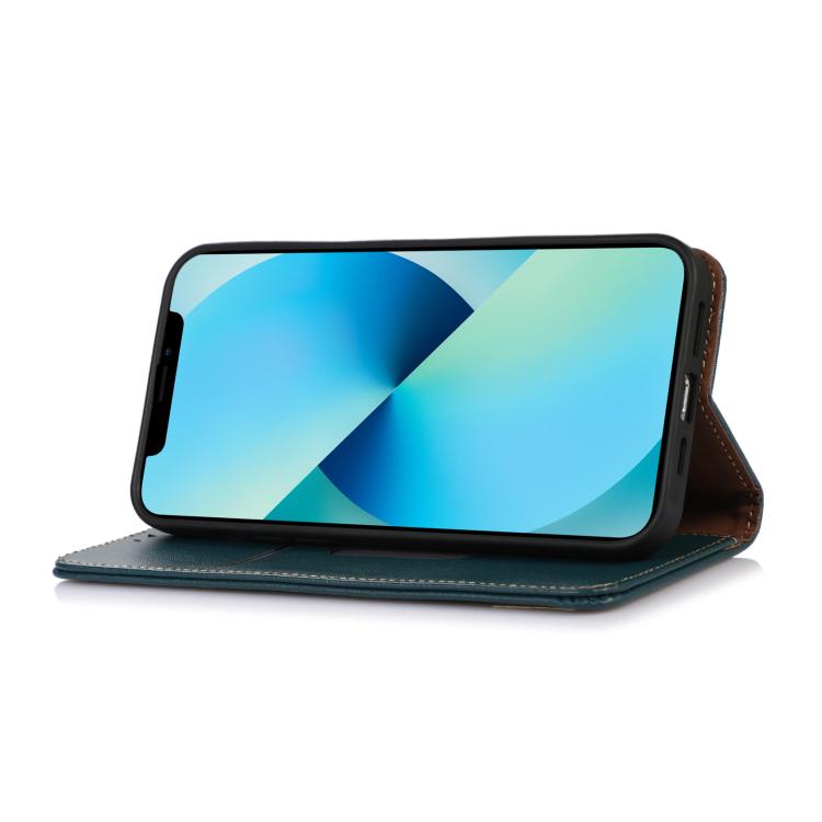 For iPhone 16e KHAZNEH Nappa Top Layer Cowhide Leather Phone Case(Green) - iPhone 16e Cases by PMC TechLife | Online Shopping South Africa | PMC TechLife | Buy Now Pay Later Mobicred