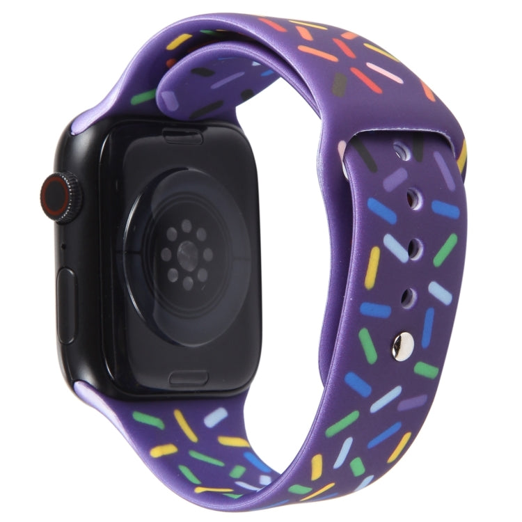 Rainbow Raindrops Silicone Watch Band For Apple Watch 9 45mm(Dark Purple) - Watch Bands by PMC TechLife | Online Shopping South Africa | PMC TechLife
