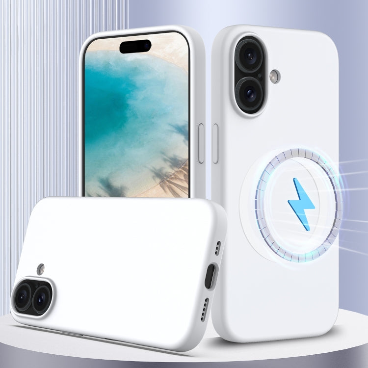 For iPhone 16 Shockproof Silicone Magsafe Phone Case(White) - iPhone 16 Cases by PMC Jewellery | Online Shopping South Africa | PMC Jewellery | Buy Now Pay Later Mobicred