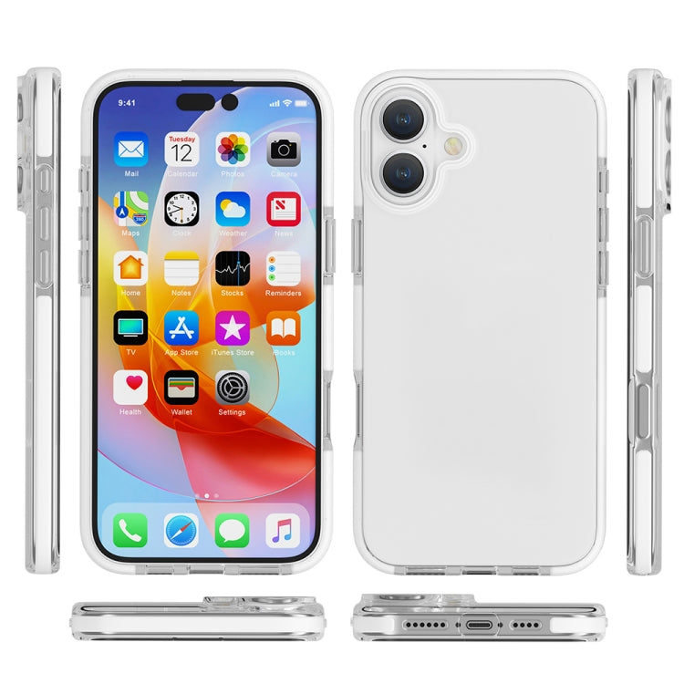 For iPhone 16 Two-color Shockproof High Transparency TPU Phone Case(White) - iPhone 16 Cases by PMC Jewellery | Online Shopping South Africa | PMC Jewellery | Buy Now Pay Later Mobicred