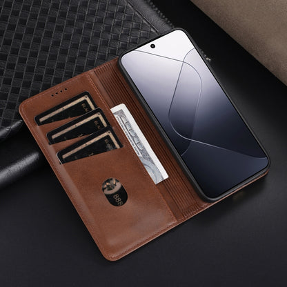 For Xiaomi 14 Pro AZNS Magnetic Calf Texture Flip Leather Phone Case(Dark Brown) - 14 Pro Cases by AZNS | Online Shopping South Africa | PMC Jewellery | Buy Now Pay Later Mobicred