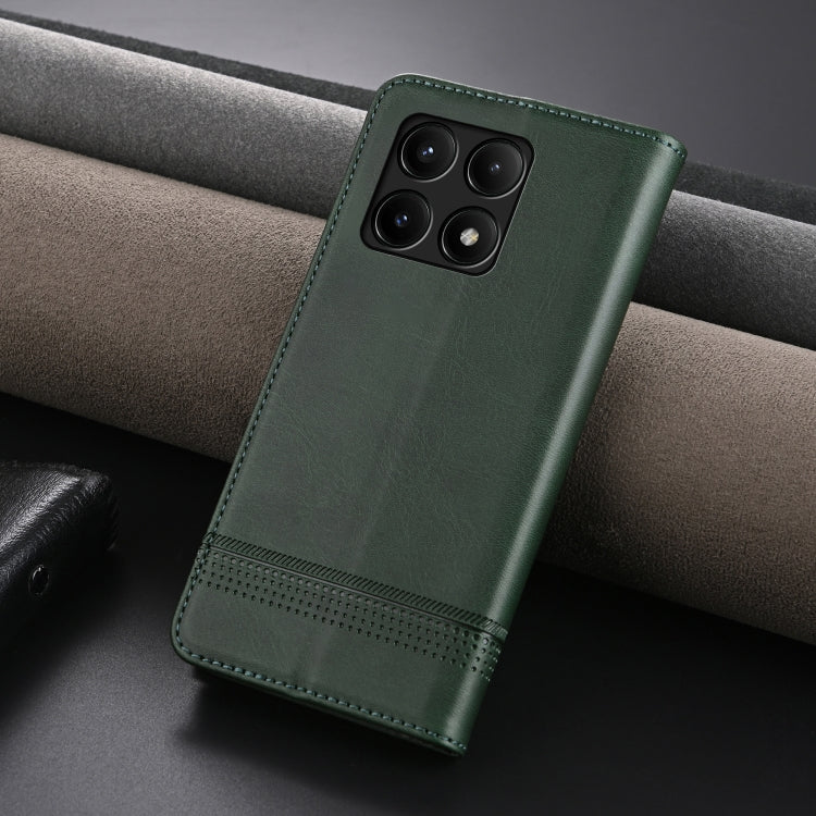 For Xiaomi Redmi K70/K70 Pro AZNS Magnetic Calf Texture Flip Leather Phone Case(Dark Green) - K70 Pro Cases by AZNS | Online Shopping South Africa | PMC Jewellery | Buy Now Pay Later Mobicred