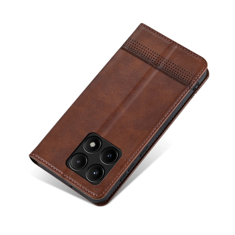 For Xiaomi Redmi K70/K70 Pro AZNS Magnetic Calf Texture Flip Leather Phone Case(Dark Brown) - K70 Pro Cases by AZNS | Online Shopping South Africa | PMC Jewellery | Buy Now Pay Later Mobicred