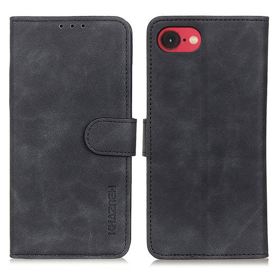 For iPhone 16e KHAZNEH Retro Texture Leather Phone Case(Black) - iPhone 16e Cases by PMC Jewellery | Online Shopping South Africa | PMC Jewellery | Buy Now Pay Later Mobicred