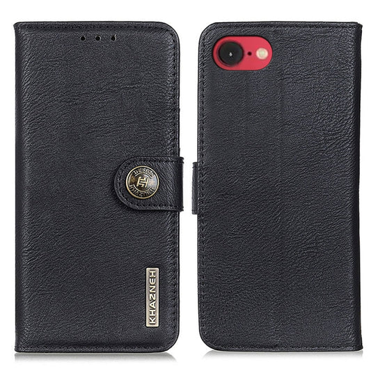 For iPhone 16e KHAZNEH Cowhide Texture Horizontal Flip Leather Phone Case(Black) - iPhone 16e Cases by PMC Jewellery | Online Shopping South Africa | PMC Jewellery | Buy Now Pay Later Mobicred