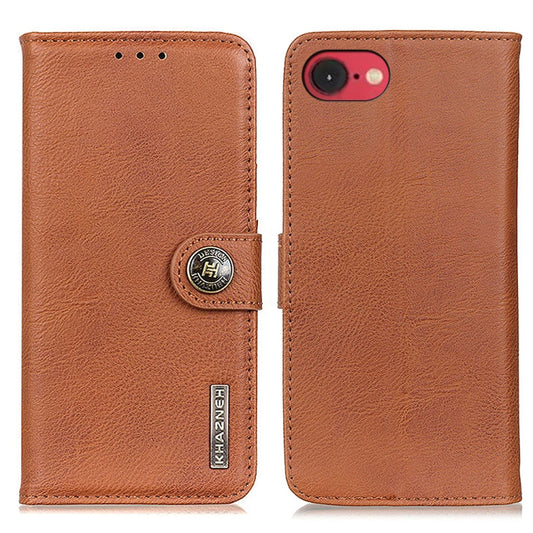 For iPhone 16e KHAZNEH Cowhide Texture Horizontal Flip Leather Phone Case(Brown) - iPhone 16e Cases by PMC Jewellery | Online Shopping South Africa | PMC Jewellery | Buy Now Pay Later Mobicred