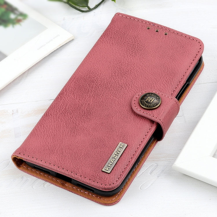 For iPhone 16e KHAZNEH Cowhide Texture Horizontal Flip Leather Phone Case(Pink) - iPhone 16e Cases by PMC TechLife | Online Shopping South Africa | PMC TechLife | Buy Now Pay Later Mobicred