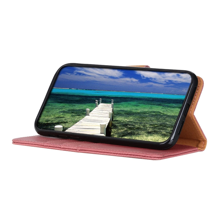 For iPhone 16e KHAZNEH Cowhide Texture Horizontal Flip Leather Phone Case(Pink) - iPhone 16e Cases by PMC TechLife | Online Shopping South Africa | PMC TechLife | Buy Now Pay Later Mobicred