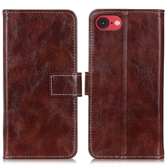 For iPhone 16e Retro Crazy Horse Texture Horizontal Flip Leather Phone Case(Brown) - iPhone 16e Cases by PMC Jewellery | Online Shopping South Africa | PMC Jewellery | Buy Now Pay Later Mobicred