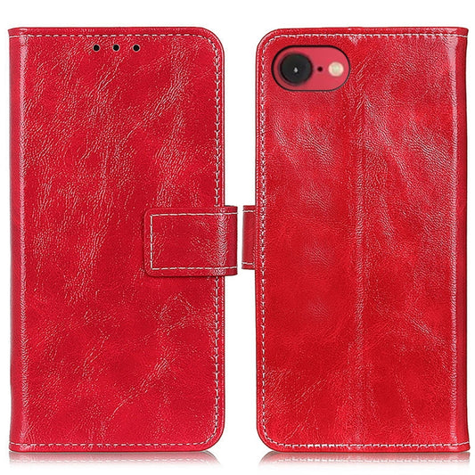 For iPhone 16e Retro Crazy Horse Texture Horizontal Flip Leather Phone Case(Red) - iPhone 16e Cases by PMC Jewellery | Online Shopping South Africa | PMC Jewellery | Buy Now Pay Later Mobicred