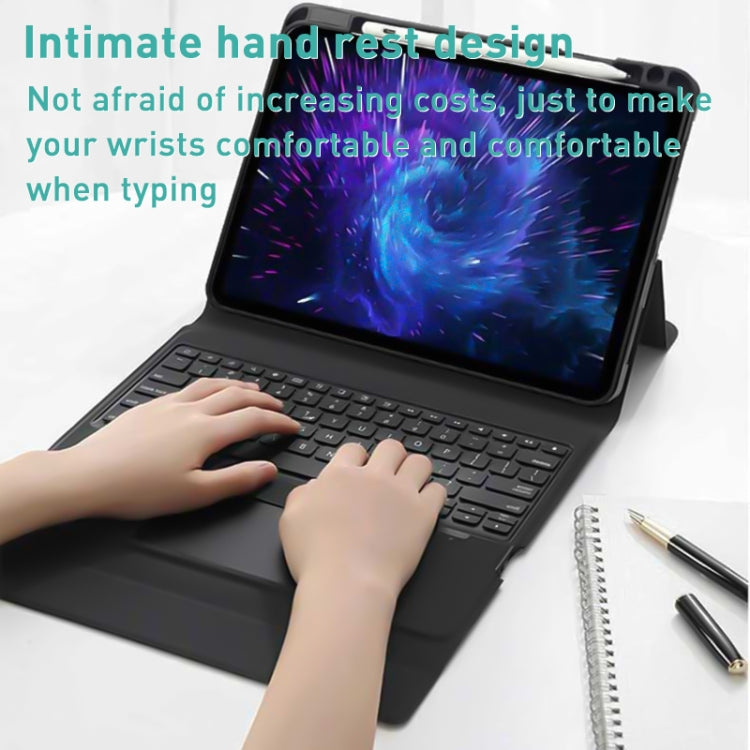 For iPad Air 2022 / 2020 Integrated Bluetooth Keyboard Leather Case with Backlight & Touchpad(Black) - For iPad Air by PMC TechLife | Online Shopping South Africa | PMC TechLife | Buy Now Pay Later Mobicred
