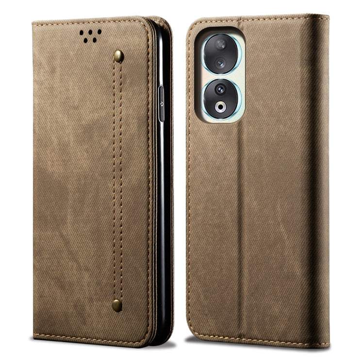 For Honor 90 Pro Denim Texture Flip Leather Phone Case(Khaki) - free shipping - PMC TechLife - Order now!