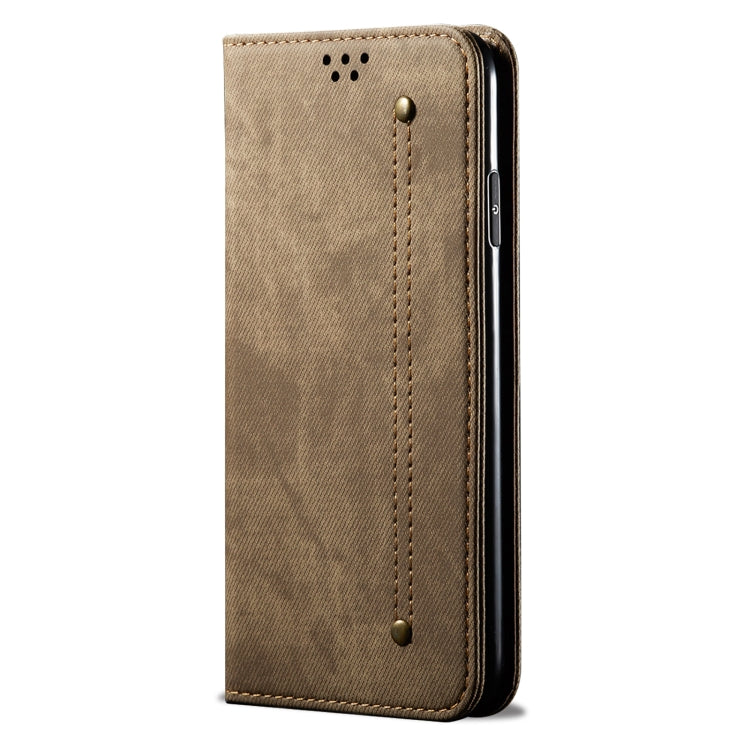 For Honor 90 GT Denim Texture Flip Leather Phone Case(Khaki) - Honor Cases by PMC TechLife | Online Shopping South Africa | PMC TechLife | Buy Now Pay Later Mobicred