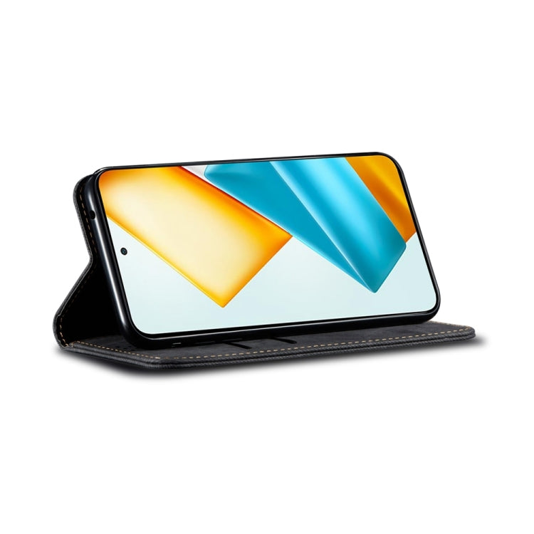 For Honor Play 8T 5G / X7b Denim Texture Flip Leather Phone Case(Black) - Honor Cases by PMC TechLife | Online Shopping South Africa | PMC TechLife | Buy Now Pay Later Mobicred