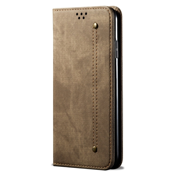 For Honor 200 Lite Global Denim Texture Flip Leather Phone Case(Khaki) - Honor Cases by PMC TechLife | Online Shopping South Africa | PMC TechLife | Buy Now Pay Later Mobicred