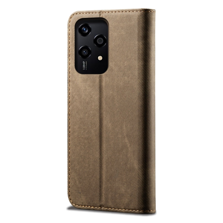 For Honor 200 Lite Global Denim Texture Flip Leather Phone Case(Khaki) - Honor Cases by PMC TechLife | Online Shopping South Africa | PMC TechLife | Buy Now Pay Later Mobicred