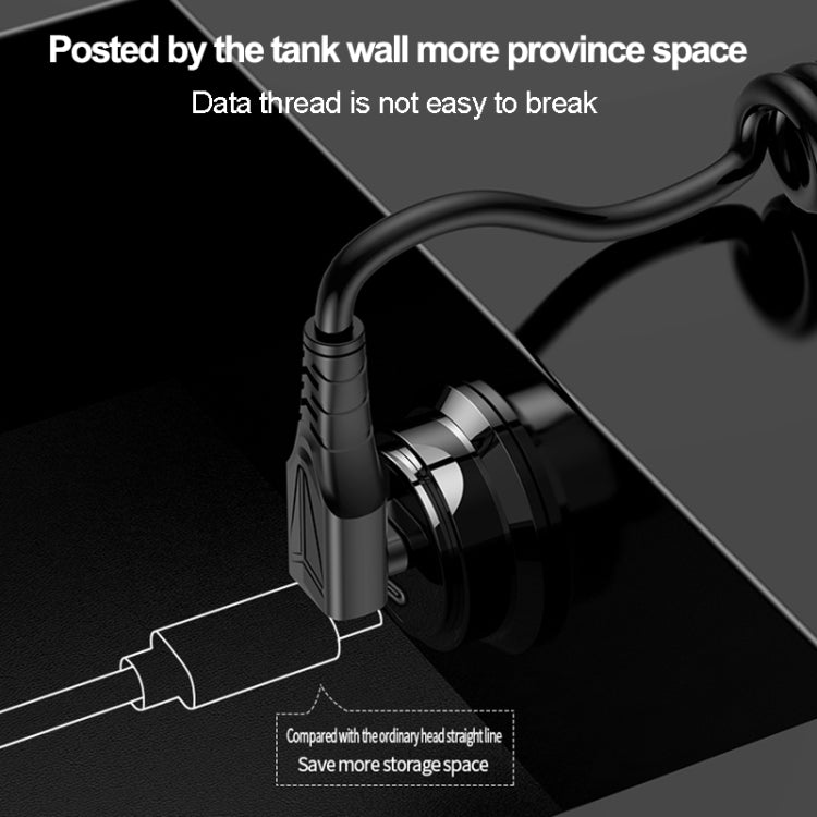 Type-C to Type-C Elbow Spring Charging Data Cable, Length: 1.5m(Black) - USB-C & Type-C Cable by PMC TechLife | Online Shopping South Africa | PMC TechLife