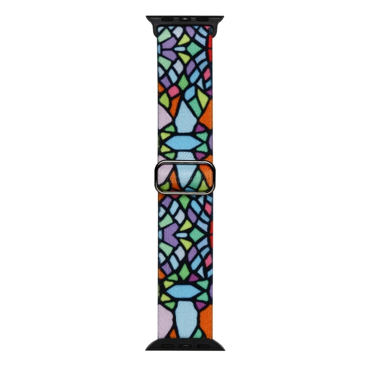 For Apple Watch SE 44mm Painted Pattern Nylon Replacement Watch Band(Geometric Rainbow) - Watch Bands by PMc TechLife | Online Shopping South Africa | PMc TechLife | Buy Now Pay Later Mobicred