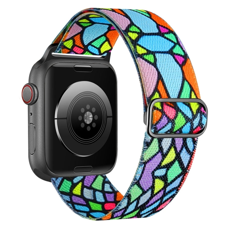 For Apple Watch 9 41mm Painted Pattern Nylon Replacement Watch Band(Geometric Rainbow) - Watch Bands by PMc TechLife | Online Shopping South Africa | PMc TechLife | Buy Now Pay Later Mobicred