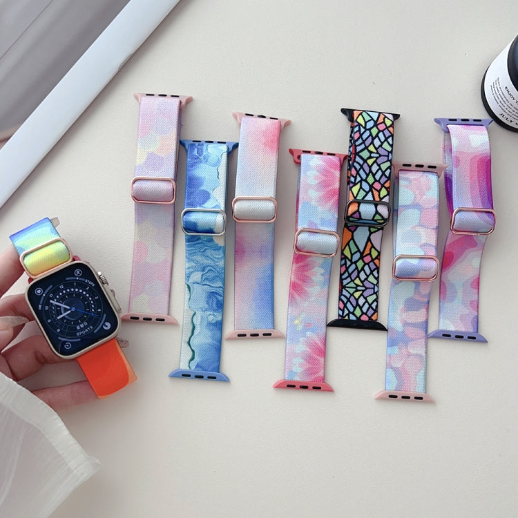 For Apple Watch Ultra 2 49mm Painted Pattern Nylon Replacement Watch Band(Ocean Blue) - Watch Bands by PMC Jewellery | Online Shopping South Africa | PMC Jewellery | Buy Now Pay Later Mobicred