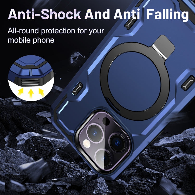 For iPhone 14 Plus Patronus MagSafe Magnetic Holder Phone Case(Navy Blue) - iPhone 14 Plus Cases by PMC TechLife | Online Shopping South Africa | PMC TechLife