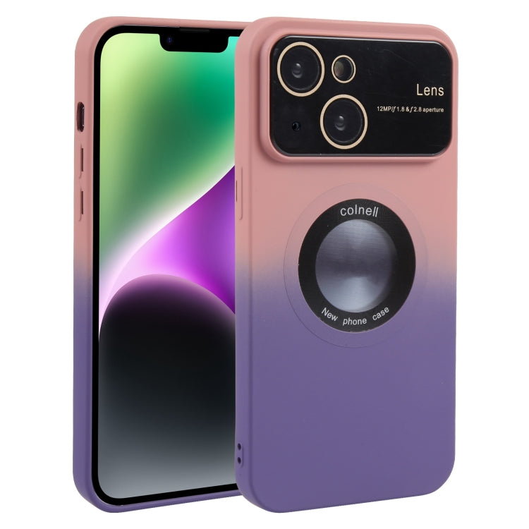 For iPhone 14 Gradient Silicone Shockproof Magsafe Phone Case with Lens Film(Pink Purple) - iPhone 14 Cases by PMC Jewellery | Online Shopping South Africa | PMC Jewellery