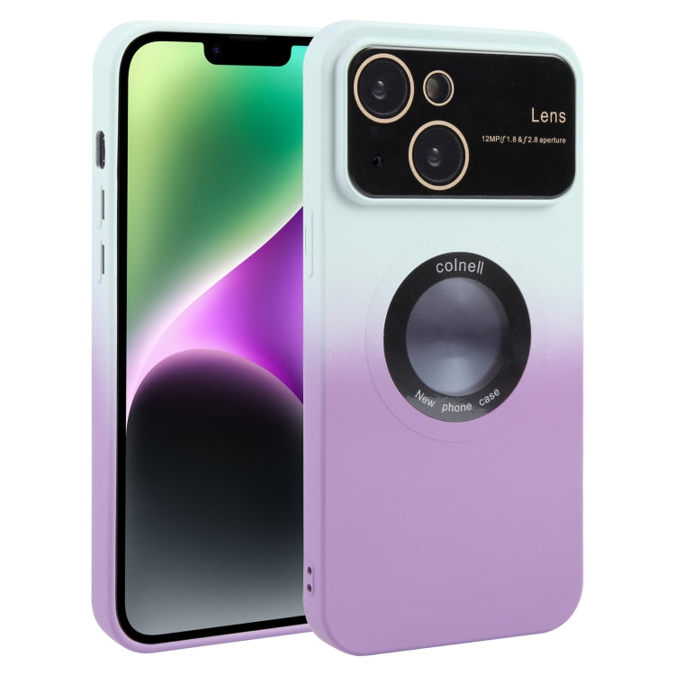 For iPhone 15 Gradient Silicone Shockproof Magsafe Phone Case with Lens Film(White Purple) - iPhone 15 Cases by PMC Jewellery | Online Shopping South Africa | PMC Jewellery