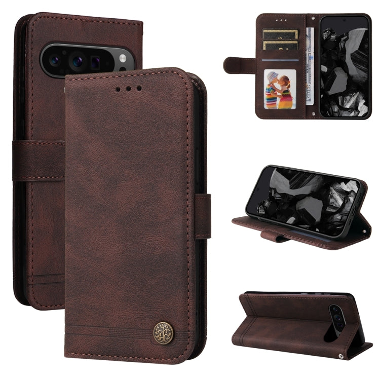 For Google Pixel 9 Pro Skin Feel Life Tree Metal Button Leather Phone Case(Brown) - Google Cases by PMC Jewellery | Online Shopping South Africa | PMC Jewellery | Buy Now Pay Later Mobicred