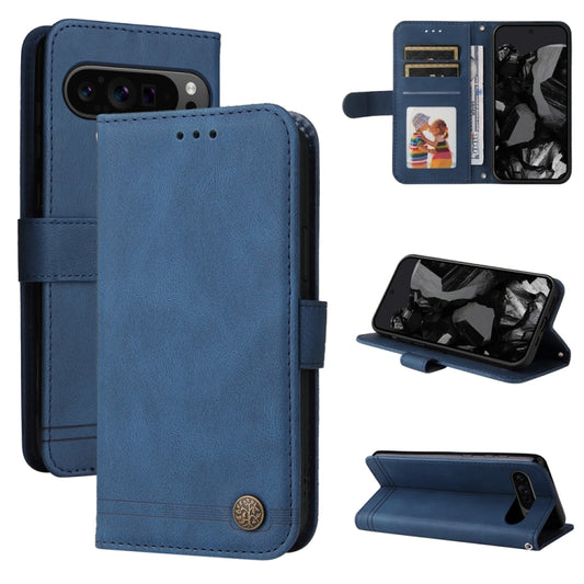 For Google Pixel 9 Pro Skin Feel Life Tree Metal Button Leather Phone Case(Blue) - Google Cases by PMC Jewellery | Online Shopping South Africa | PMC Jewellery | Buy Now Pay Later Mobicred