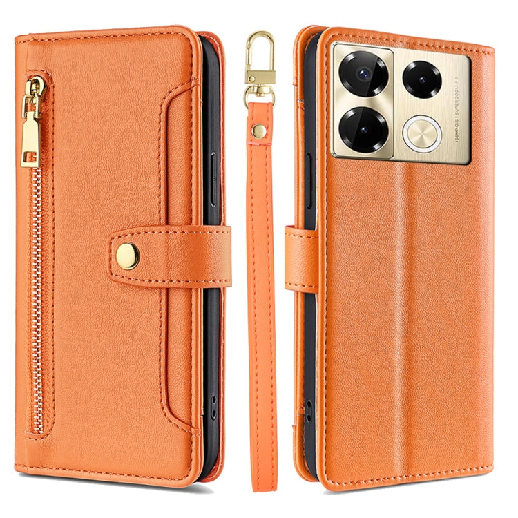 For Infinix Note 40 Pro 4G Sheep Texture Cross-body Zipper Wallet Leather Phone Case(Orange) - free shipping - PMC TechLife - Order now!