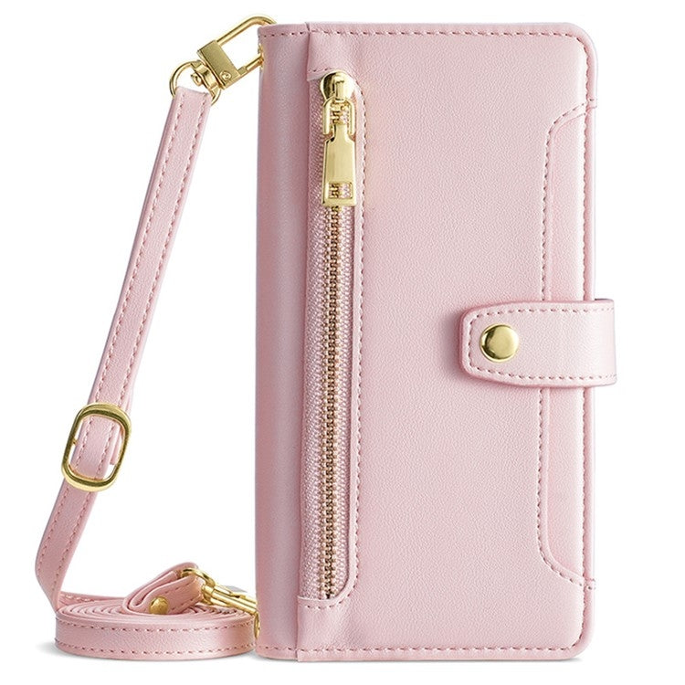 For Tecno Camon 30 Sheep Texture Cross-body Zipper Wallet Leather Phone Case(Pink) - Tecno Cases by PMC TechLife | Online Shopping South Africa | PMC TechLife | Buy Now Pay Later Mobicred