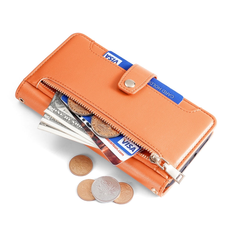 For Sharp Aqous Wish3 Sheep Texture Cross-body Zipper Wallet Leather Phone Case(Orange) - More Brand by PMC TechLife | Online Shopping South Africa | PMC TechLife | Buy Now Pay Later Mobicred