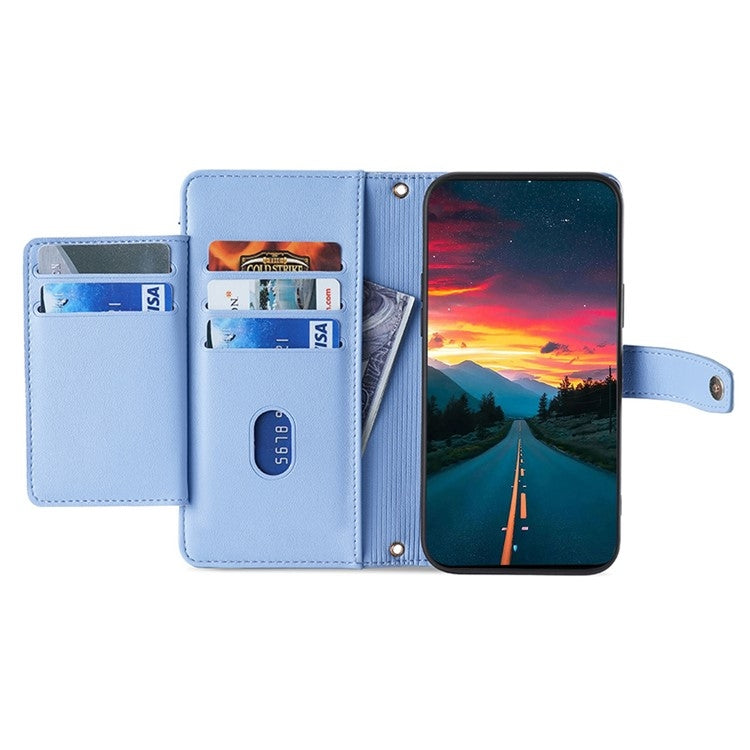 For Sharp Aquos Wish4 Sheep Texture Cross-body Zipper Wallet Leather Phone Case(Blue) - free shipping - PMC TechLife - Order now!