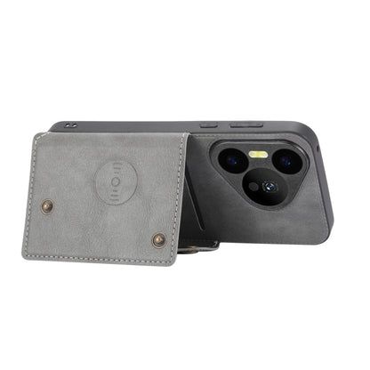 For Huawei Pura 70 Pro Double Buckle Card Slots Magnetic Phone Case(Grey) - Huawei Cases by PMC Jewellery | Online Shopping South Africa | PMC Jewellery | Buy Now Pay Later Mobicred