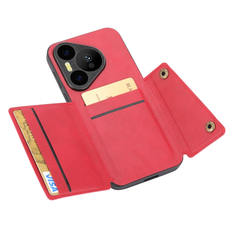 For Huawei Pura 70 Pro Double Buckle Card Slots Magnetic Phone Case(Red) - Huawei Cases by PMC Jewellery | Online Shopping South Africa | PMC Jewellery | Buy Now Pay Later Mobicred